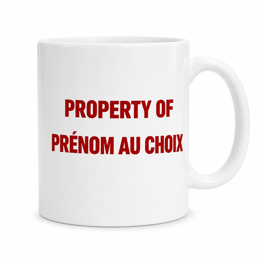 Mug humoristique Propriété avec prénom personnalisé